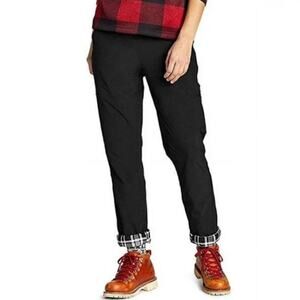 Eddie Bauer Black Storm Repel Plaid Fleece Lined Lightweight Casual Winter Pants